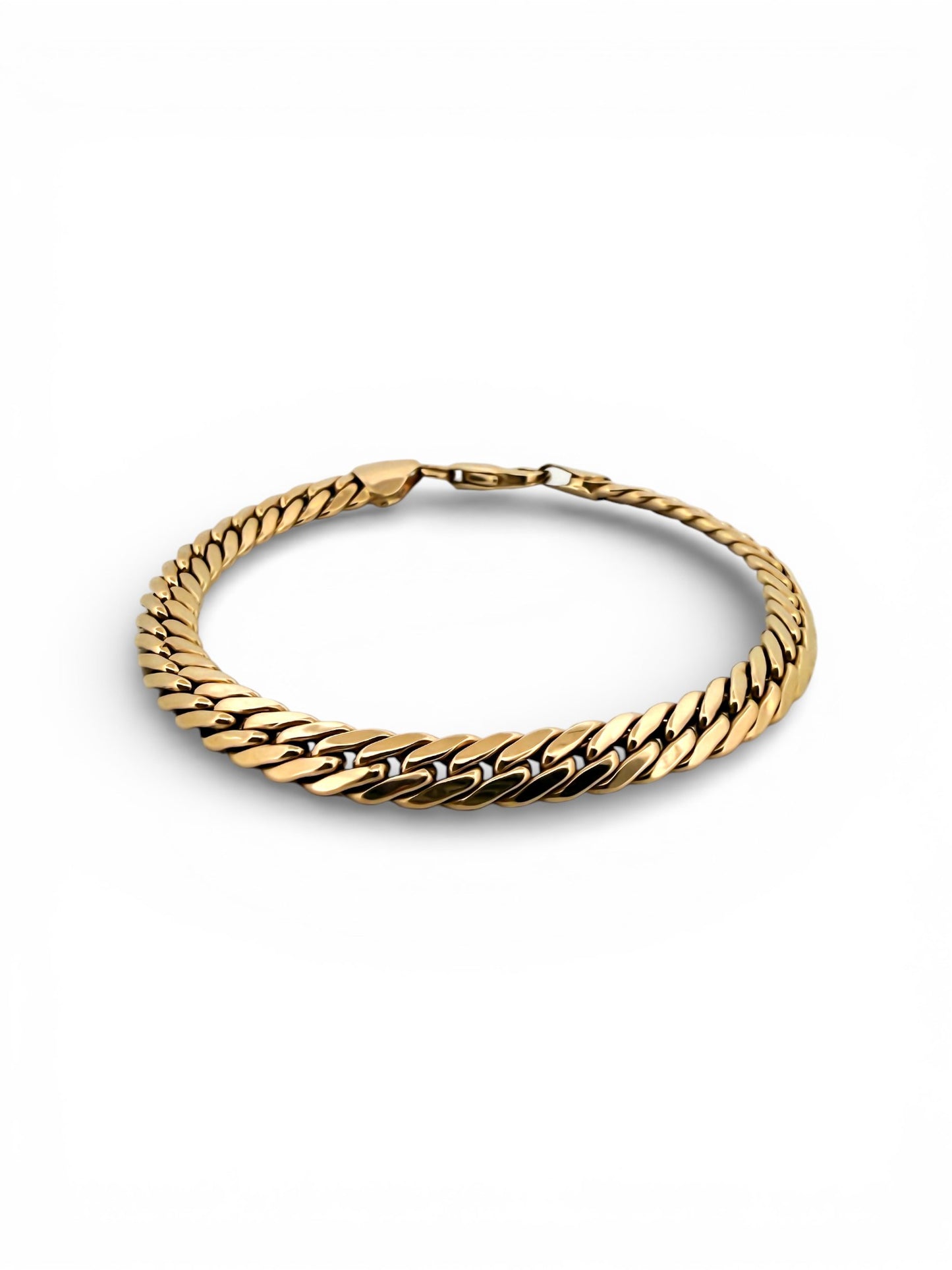 Comprar pulsera oro amarillo de 18kt con cadena tipo cubana. La pulsera mide 21
mm de largo y 6,25mm de grosor. Dispone de cierre tipo mosquetón. Joyeria Ian'Or