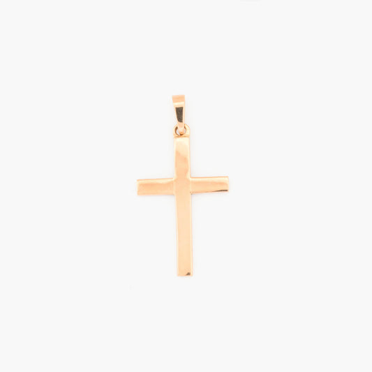 Comprar colgante en oro amarillo de 18kt en forma de cruz y acabado liso. Joyería Ian'Or. Joyas de segunda mano. Joyas con motivos religiosos. Envío GRATIS.