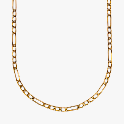 Comprar collar con cadena alterna barbada en oro amarillo de 18kt y cierre de cajón con un brazo de seguridad. Joya unisex. Envío GRATIS. Joyería Ian'Or.