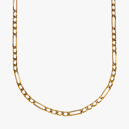 Comprar collar con cadena alterna barbada en oro amarillo de 18kt y cierre de cajón con un brazo de seguridad. Joya unisex. Envío GRATIS. Joyería Ian'Or.