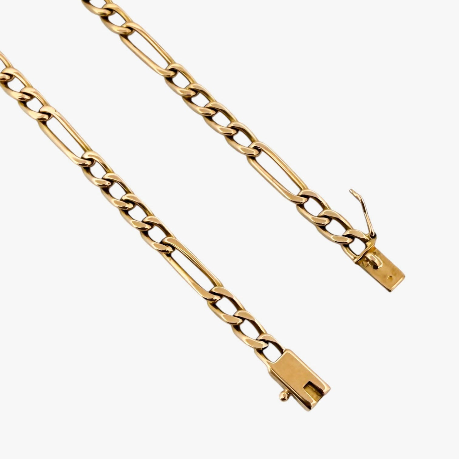 Comprar collar con cadena alterna barbada en oro amarillo de 18kt y cierre de cajón con un brazo de seguridad. Joya unisex. Envío GRATIS. Joyería Ian'Or.