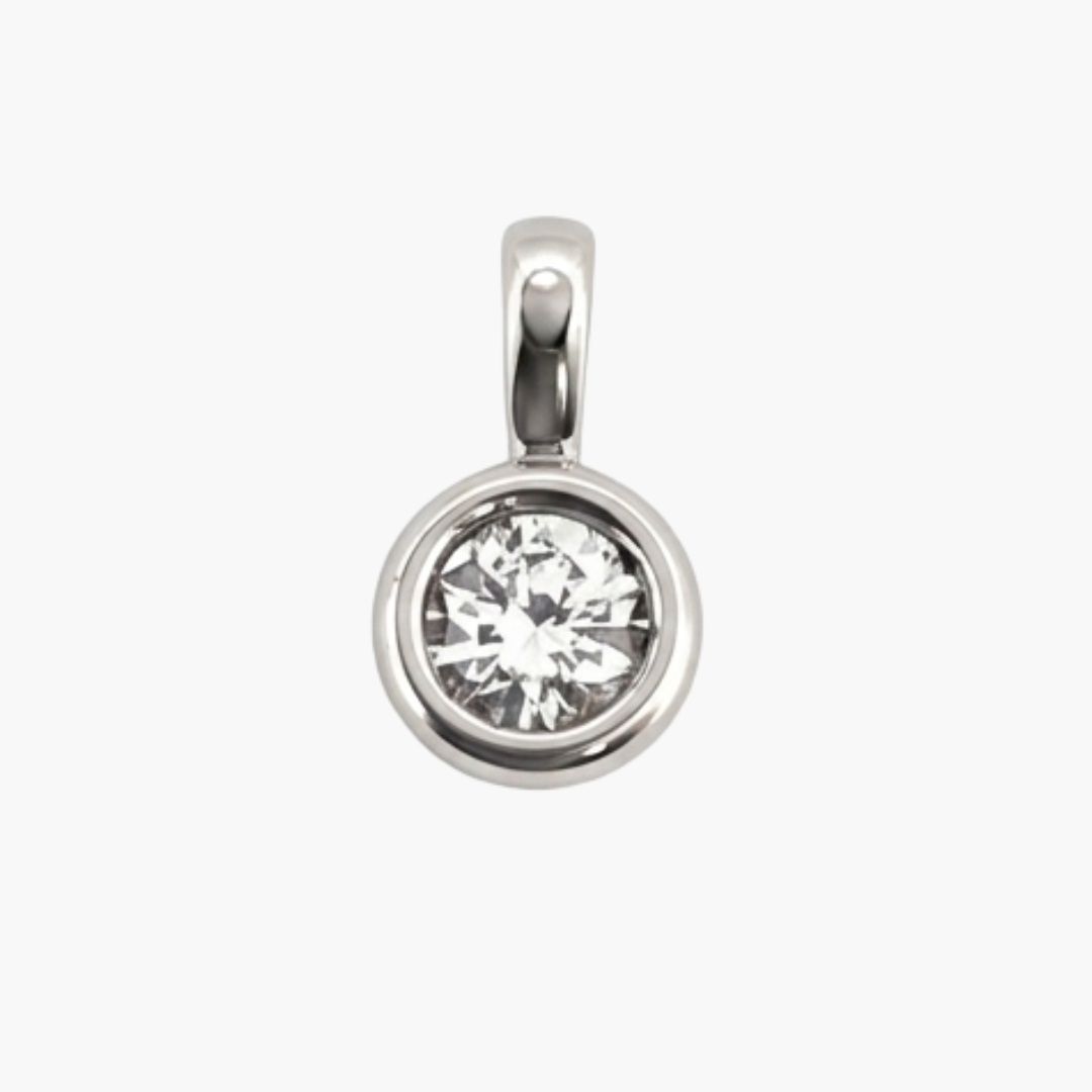 Colgante oro blanco de 18kt y diamante con engaste chatón - 30320C