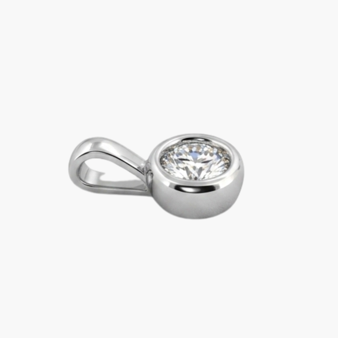 Colgante oro blanco de 18kt y diamante con engaste chatón - 30320C