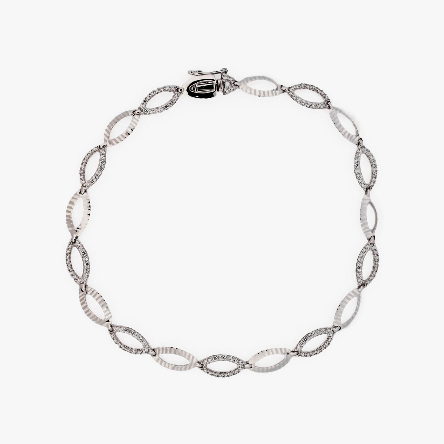 Pulsera oro blanco 18kt y diamantes - 18cm - 30329C