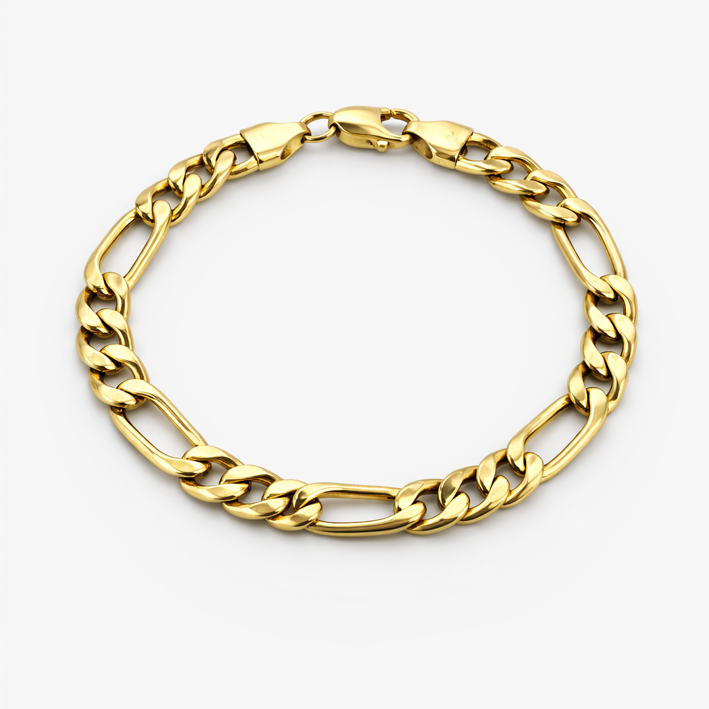 Comprar pulsera oro amarillo de 18kt con cadena alterna barbada. La cadena mide 21cm y dispone de cierre tipo mosquetón. Pulseras de oro 18kt al mejor precio.