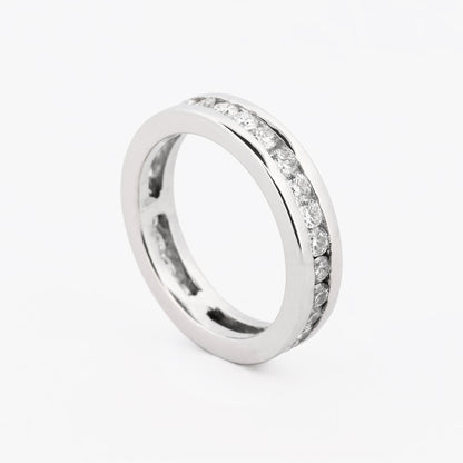 Alianza entera en oro blanco de 18kt y diamantes - 30493C