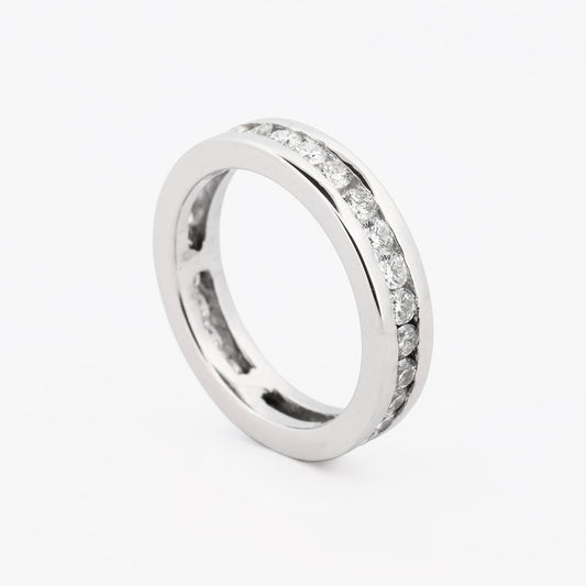 Alianza entera en oro blanco de 18kt y diamantes - 30493C