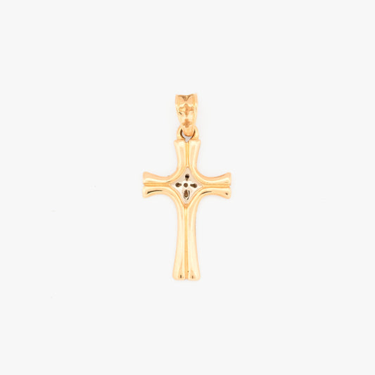 Comprar colgante en forma de cruz realizada en oro amarillo de 18kt . Una preciosa cruz unisex.Cruces de oro y diamantes 18kt baratas