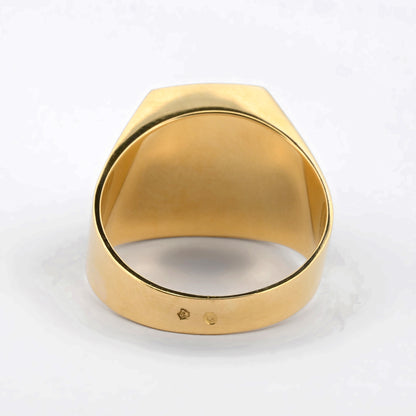 Comprar anillo tipo sello de oro amarillo de 18kt. Joyas de segunda mano y restauradas. Sellos de hombre  de oro 18kt baratos.
