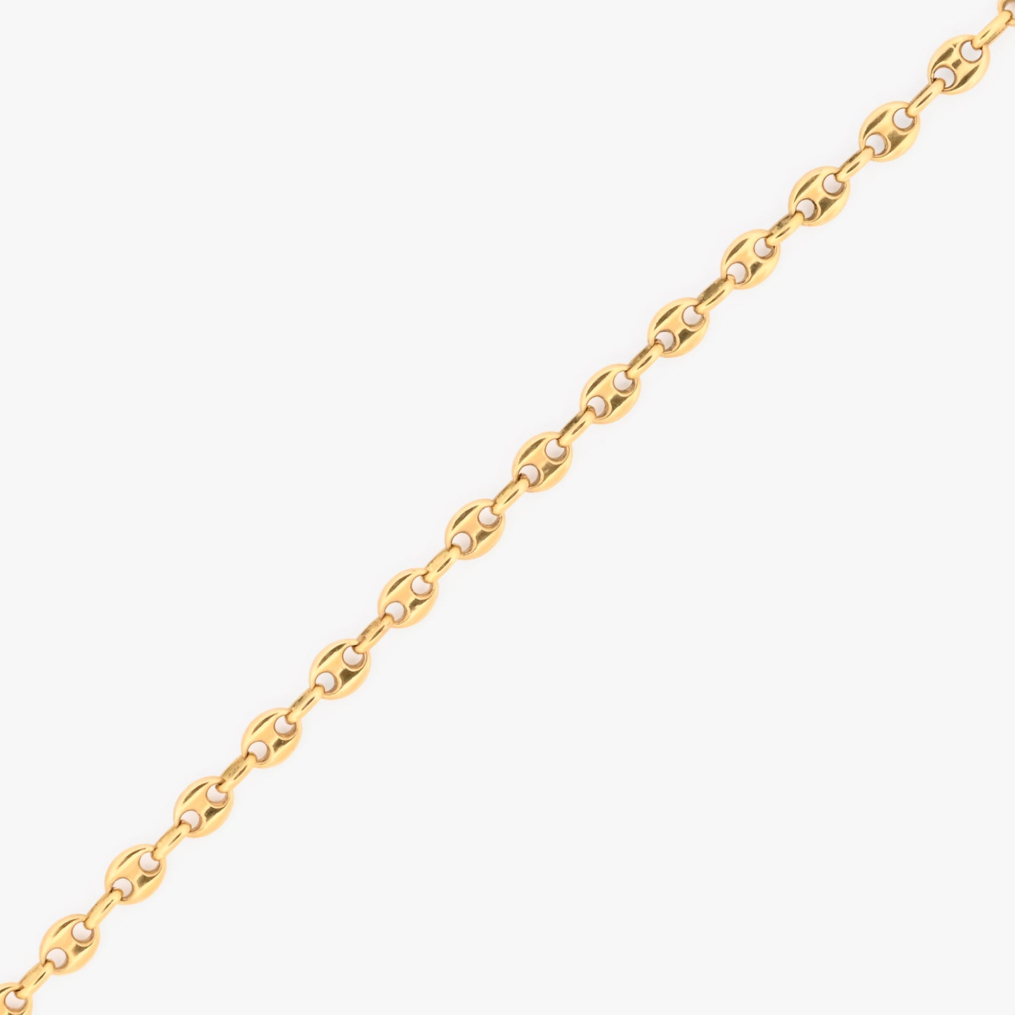 Comprar collar de oro amarillo de 18kt de cadena de calabrote. La cadena mide 61cm de largo y tiene un grosor de 4,84mm. Dispone de un cierre tipo mosquetón. Ian'Or.
