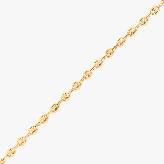 Comprar collar de oro amarillo de 18kt de cadena de calabrote. La cadena mide 61cm de largo y tiene un grosor de 4,84mm. Dispone de un cierre tipo mosquetón. Ian'Or.