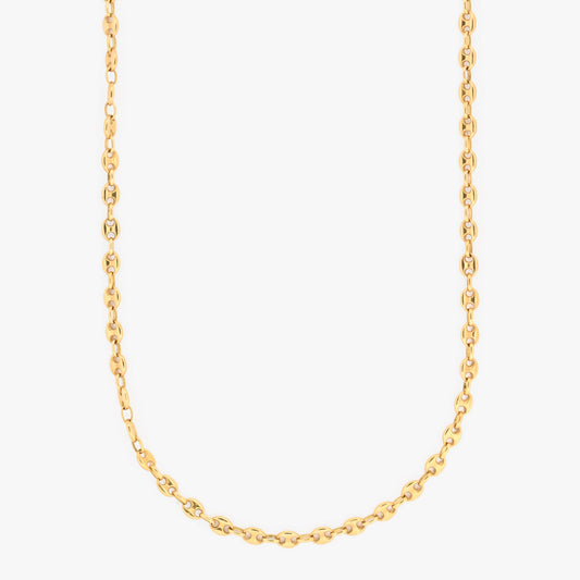 Comprar collar de oro amarillo de 18kt de cadena de calabrote. La cadena mide 61cm de largo y tiene un grosor de 4,84mm. Dispone de un cierre tipo mosquetón. Ian'Or.