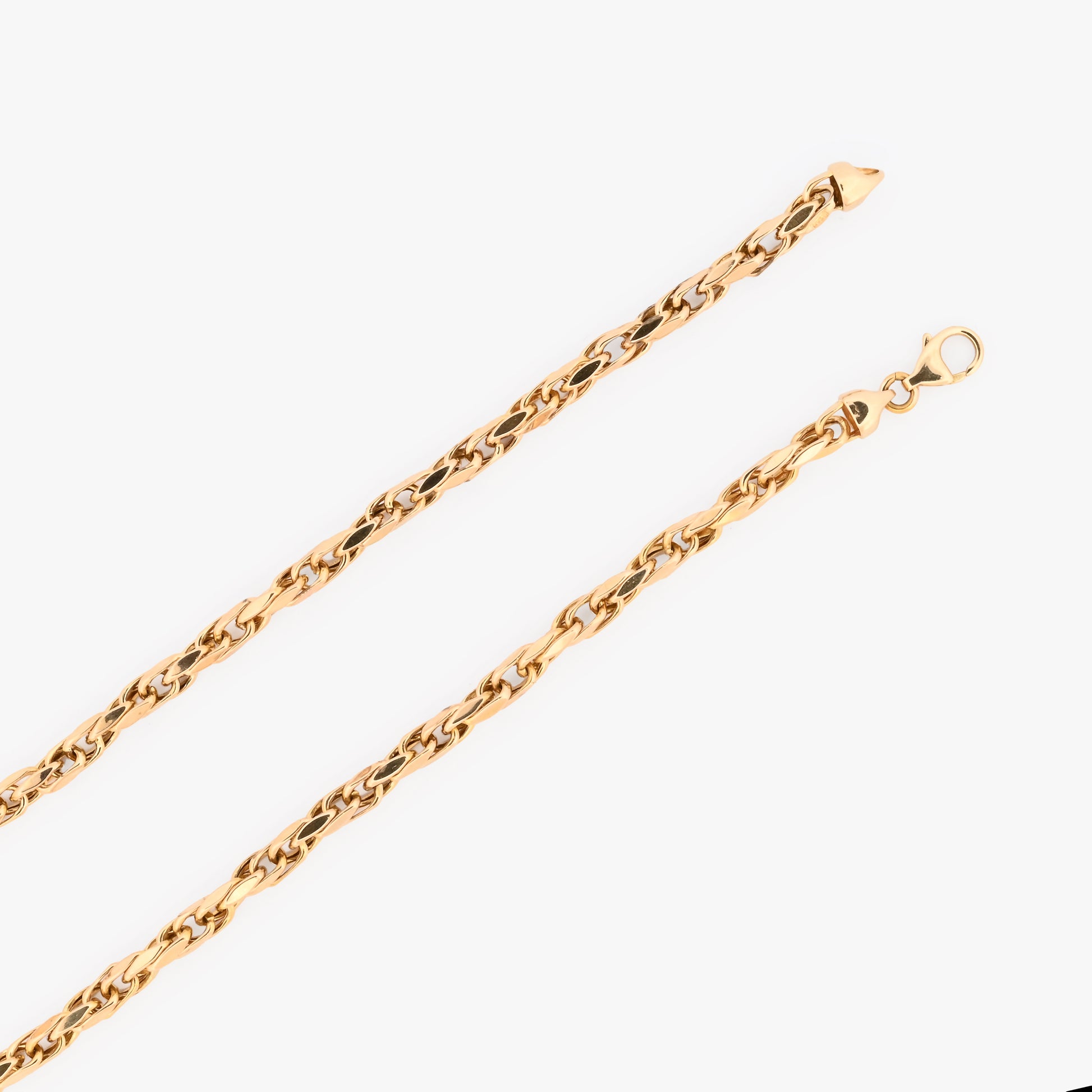 Comprar collar de oro amarillo de 18kt con cadena de cordón salomónico. La cadena mide 45,5cm de largo y dispone de un cierre tipo mosquetón. Joyería Ian'Or. Envío GRATIS.
