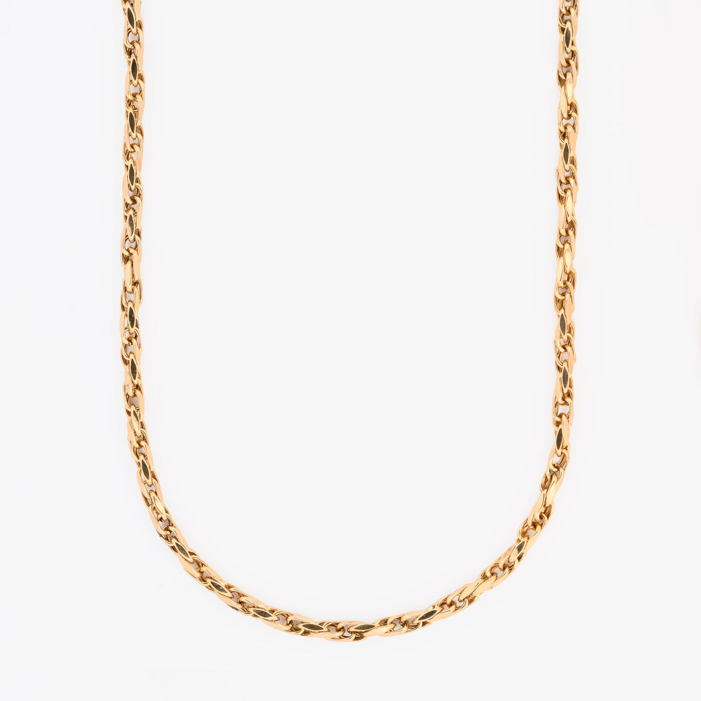Comprar collar de oro amarillo de 18kt con cadena de cordón salomónico. La cadena mide 45,5cm de largo y dispone de un cierre tipo mosquetón. Joyería Ian'Or. Envío GRATIS.
