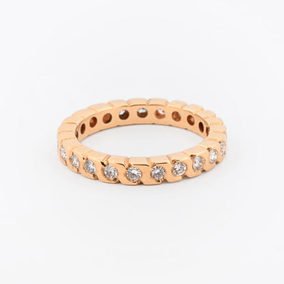 Comprar alianza completa en oro amarillo de 18kt con carril de diamantes talla brillante. Joyas de segunda mano. Joyas con diamantes. Joyería Ian'Or.