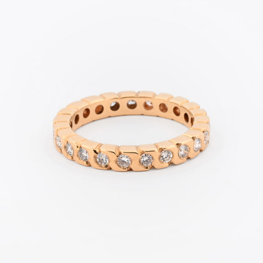 Comprar alianza completa en oro amarillo de 18kt con carril de diamantes talla brillante. Joyas de segunda mano. Joyas con diamantes. Joyería Ian'Or.