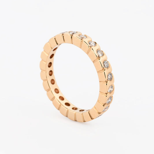 Comprar alianza completa en oro amarillo de 18kt con carril de diamantes talla brillante. Joyas de segunda mano. Joyas con diamantes. Joyería Ian'Or.