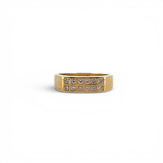 Comprar anillo realizado en oro amarillo de 18kt y 12 diamantes talla brillante en la parte central del anillo, Joyería Ian'Or, Envío gratis,