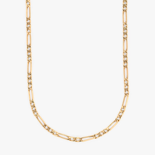 Comprar collar con cadena alterna barbada en oro amarillo de 18kt y cierre despegable. Joya unisex. Envío GRATIS. Joyería Ian'Or.