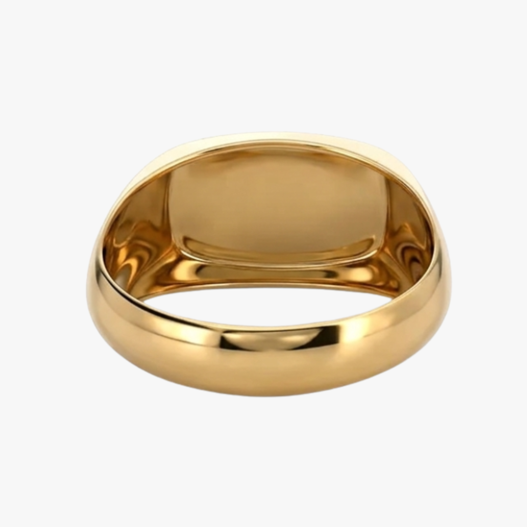 Comprar anillo tipo sello realizado en oro amarillo de 18kt y 28 diamantes talla brillante. Joyería Ian'Or, Envío gratis,