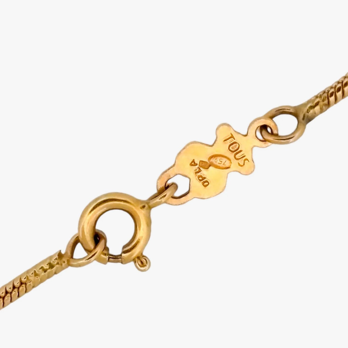 Comprar collar de la firma Tous de cadena cola de ratón de 1,16mm de grosor de oro amarillo de 18kt con cierre tipo reasa. Joyas Tous de segunda mano. Ian'Or.
