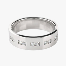 Media alianza de oro blanco de 18kt con diamantes intercalados talla brillante.
Joyas al mejor precio, envío gratuito. Anillos de compromiso baratos.