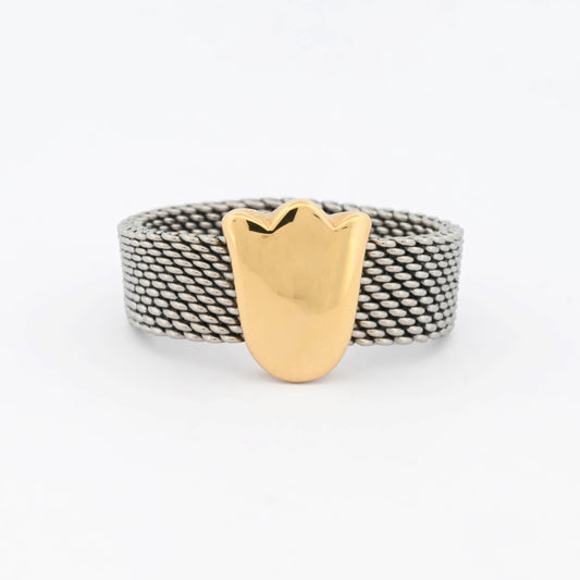 14862GM - Anillo mesh TOUS tulipán oro y acero 18kt