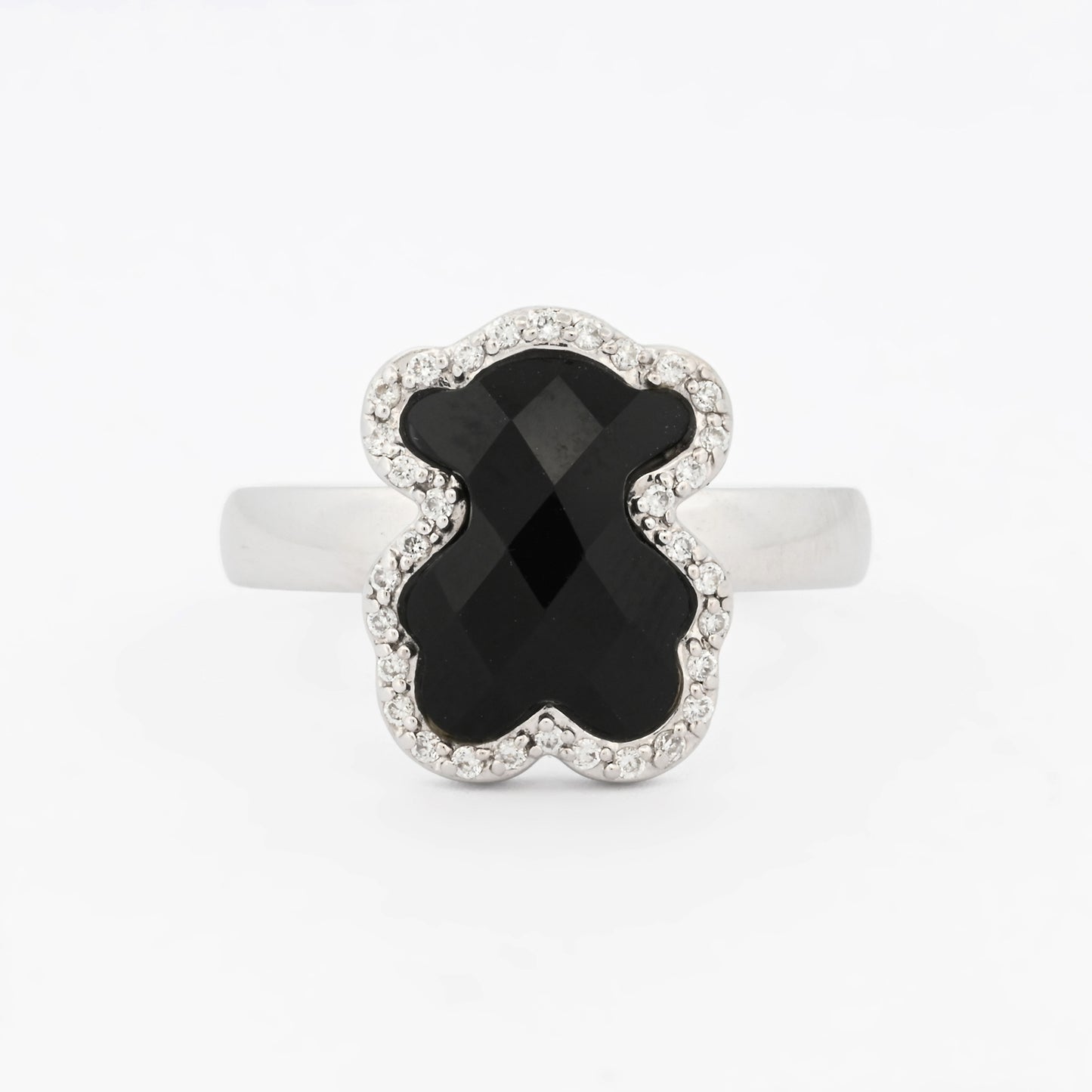 15835GM - Anillo TOUS oro blanco con osito de onix y diamantes
