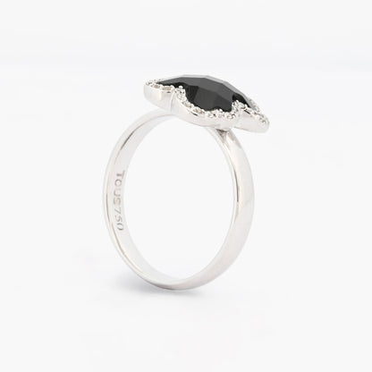 15835GM - Anillo TOUS oro blanco con osito de onix y diamantes