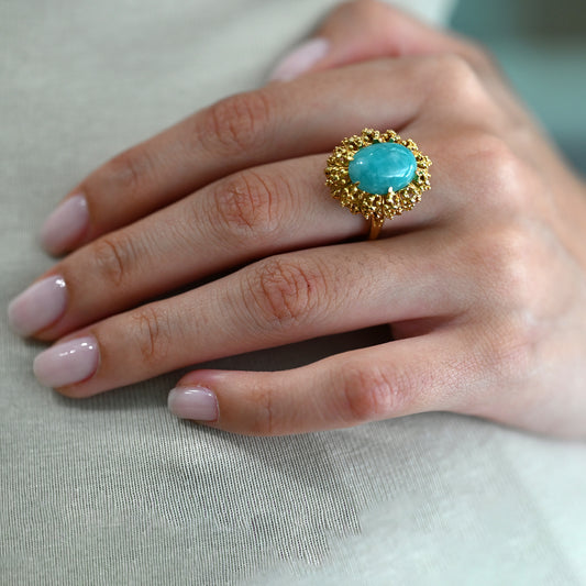 Sortija oro amarillo 18kt con turquesa - 14757GM