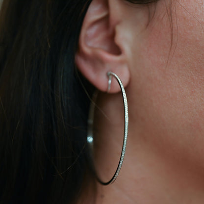 Pendientes aro oro blanco de 18kt y diamantes - 14210GM