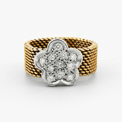 22366GV - Anillo  flor TOUS oro de 18kt  bicolor y diamantes