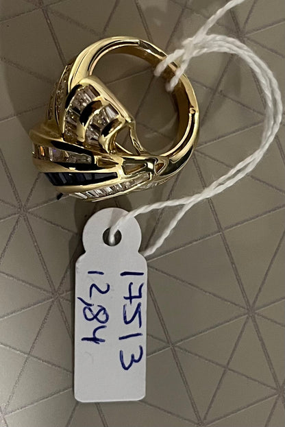 17513P - Sortija vintage tipo  nudo oro amarillo 18kt con diamantes y zafiros