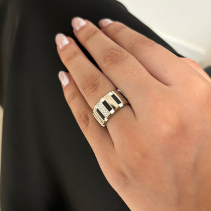 12123GM - Anillo Chaumet Class One oro blanco 18kt diamantes y caucho