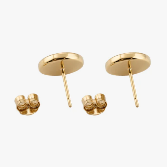 comprar Pendientes realizados en oro amarillo y en forma redonda con grabado de una margarita con fondo de nacar. Estos pendientes disponen de cierre a presión.
