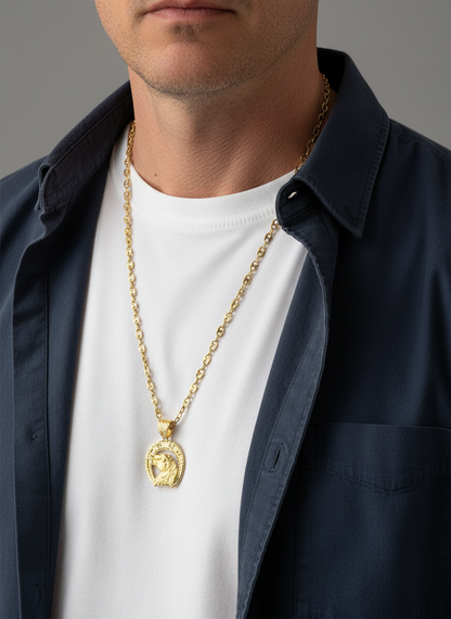 Comprar collar de oro amarillo de 18kt de cadena de calabrote o grano de café. La cadena mide 68cm de largo y tiene un grosor de 5,70mm. Cadenas calabrote oro 18kt baratas