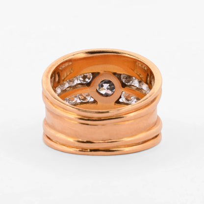 Comprar anillo de caña ancha en oro amarillo de 18kt con diamantes. Joyería Ian'Or. Envío GRATIS y pieza certificada.