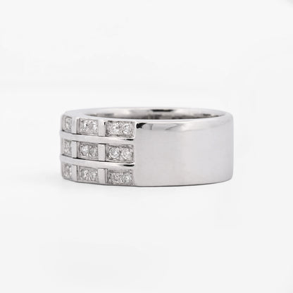 Comprar anillo ancho de tres hileras en oro blanco de 18kt con (diamantes) Joyería Ian'Or. Envío GRATIS y pieza ceritificada.