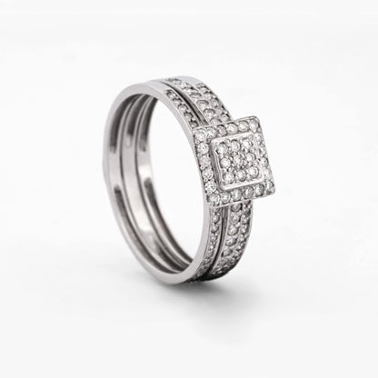 Comprar anillo desmontable de dos piezas en oro blanco de 18kt con rosetón y con  . Joyería Ian'Or. Envío GRATIS y pieza certificada.