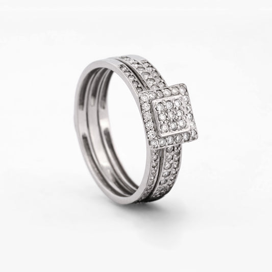 Comprar anillo desmontable de dos piezas en oro blanco de 18kt con rosetón y con  . Joyería Ian'Or. Envío GRATIS y pieza certificada.