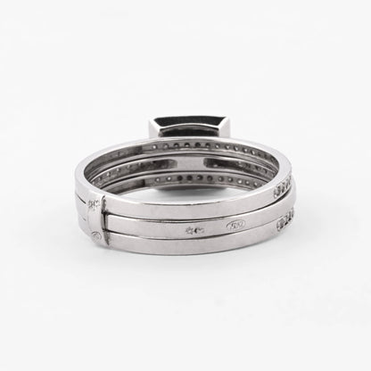Comprar anillo desmontable de dos piezas en oro blanco de 18kt con rosetón y con  . Joyería Ian'Or. Envío GRATIS y pieza certificada.