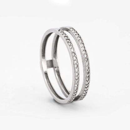 Comprar anillo desmontable de dos piezas en oro blanco de 18kt con rosetón y con  . Joyería Ian'Or. Envío GRATIS y pieza certificada.