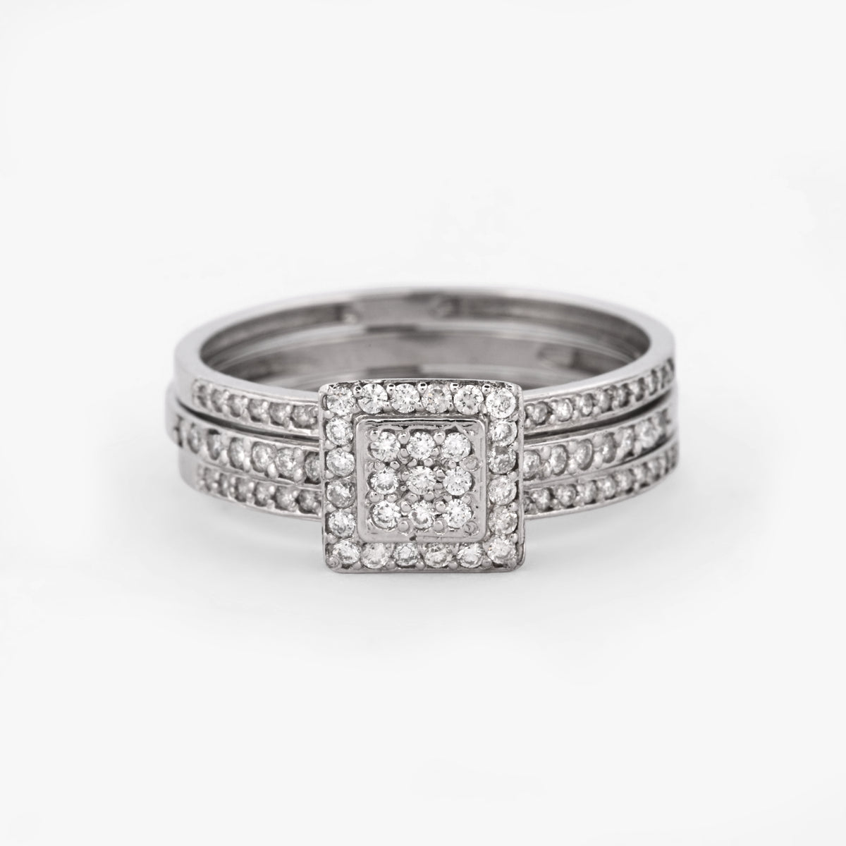 Comprar anillo desmontable de dos piezas en oro blanco de 18kt con rosetón y con  . Joyería Ian'Or. Envío GRATIS y pieza certificada.