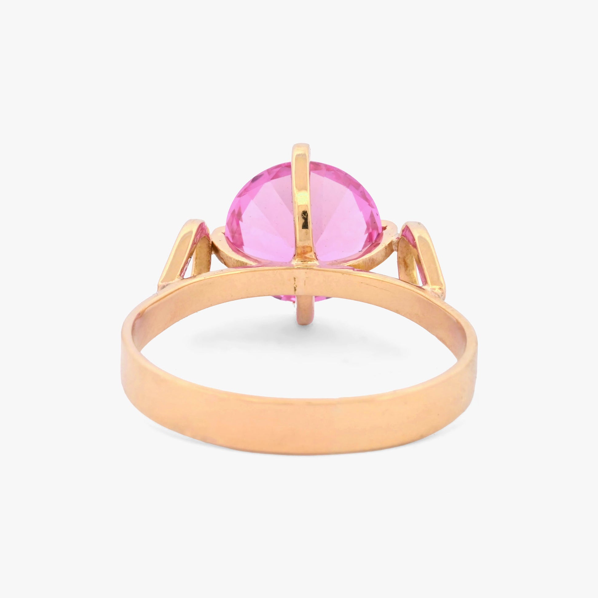 Comprar anillo solitario de oro amarillo de 18k con el toque fresco de un zafiro rosa en talla brillante. Envío gratiuto, Joyería Ian'OR, envío asegurado