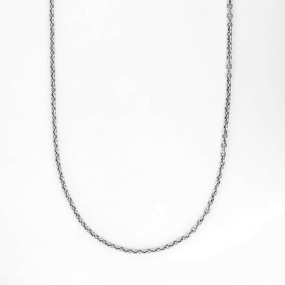 Comprar cadena tipo salomónica en oro blanco de 18kt y 39,5cm de largo con cierre tipo mosquetón. Cadenas con envío gratis. Joyería Ian'Or.