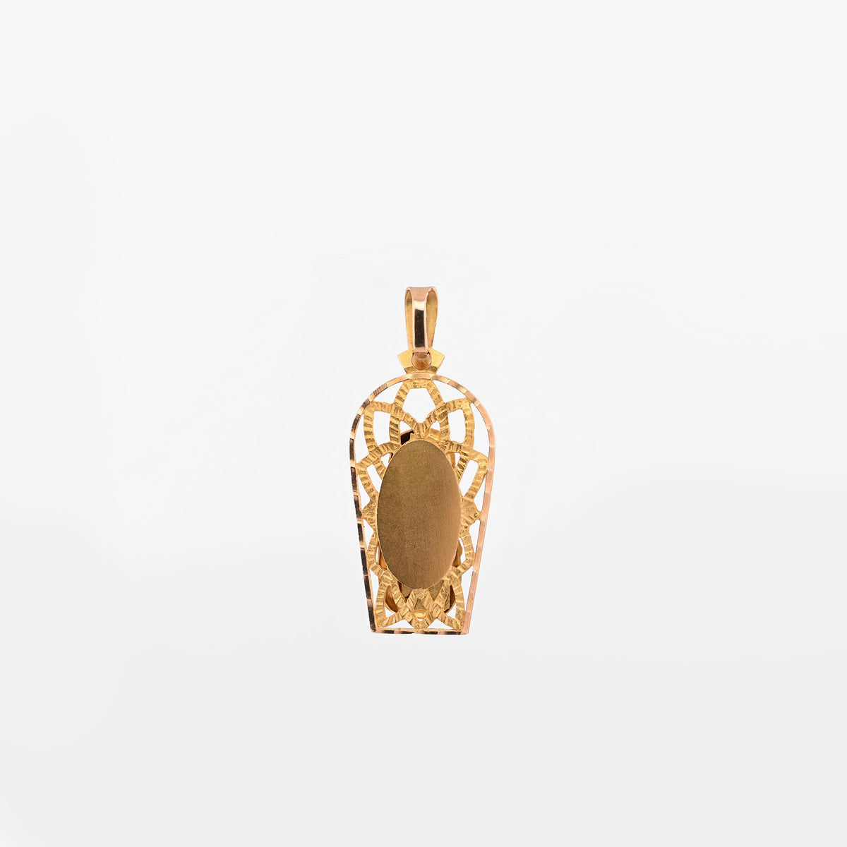 Comprar colgante en oro amarillo de 18kt Virgen Niña con calado. Joya protectora y tradicional para comunión o regalo especial. Joyería Ian'Or. Envío GRATIS.