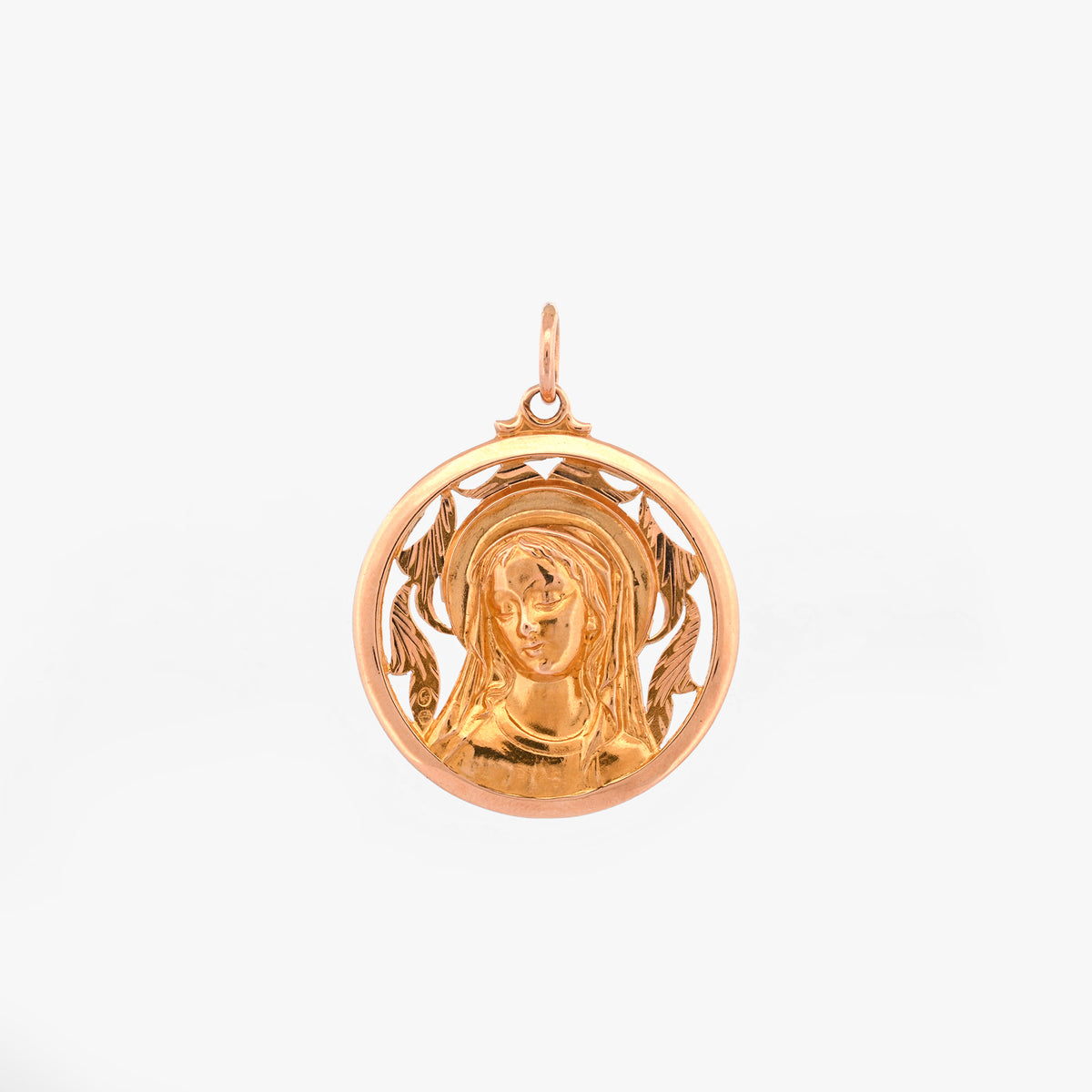 Comprar colgante medalla con grabado de la Virgen María realizado en oro amarillo de 18kt. Joyas de segunda mano. Restauramos joyas para darles una nueva vida.