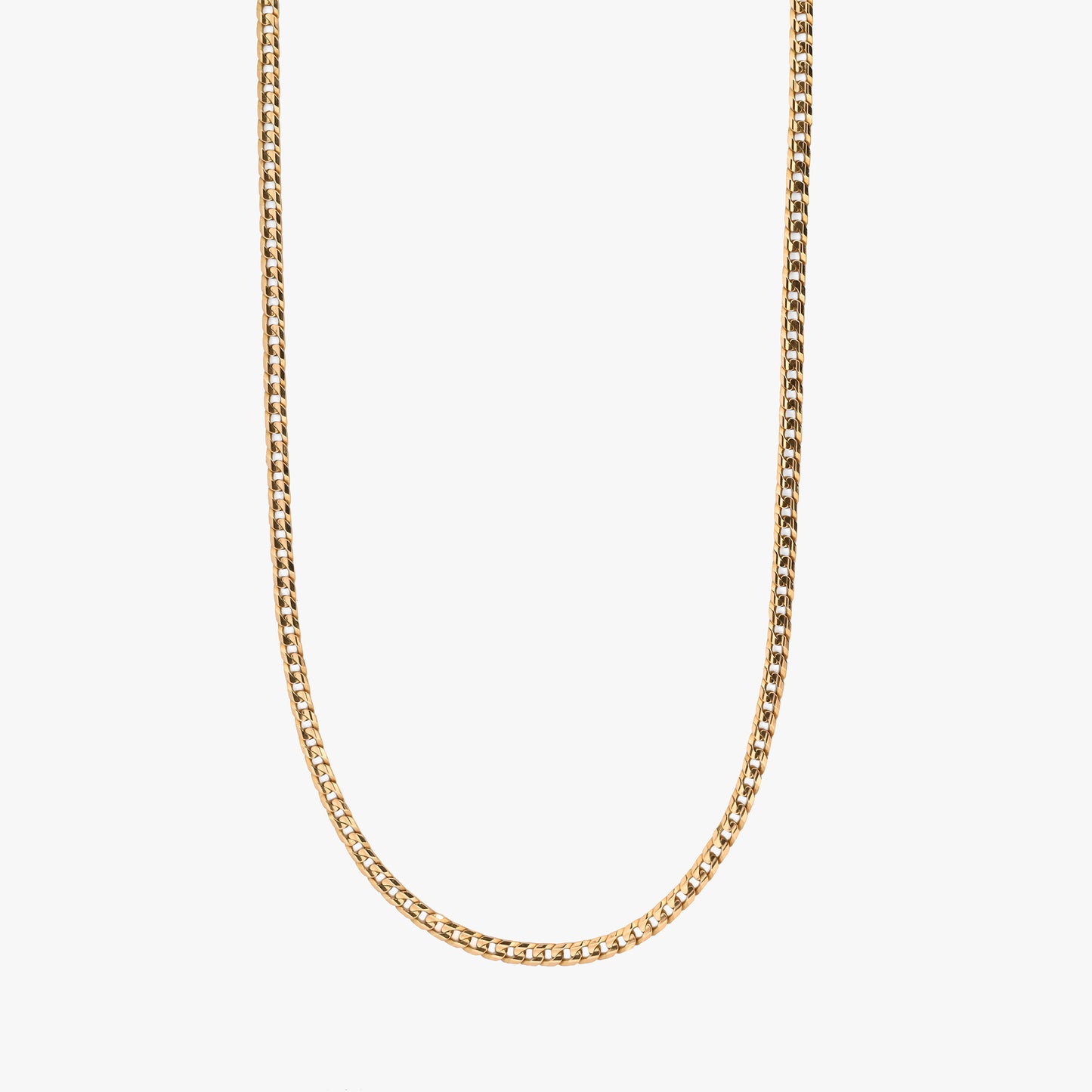 Comprar collar de cadena barbada de eslabones planos entrelazados de oro amarillo de 18kt. Pieza clásica y elegante, envío gratuito, pieza certificada 