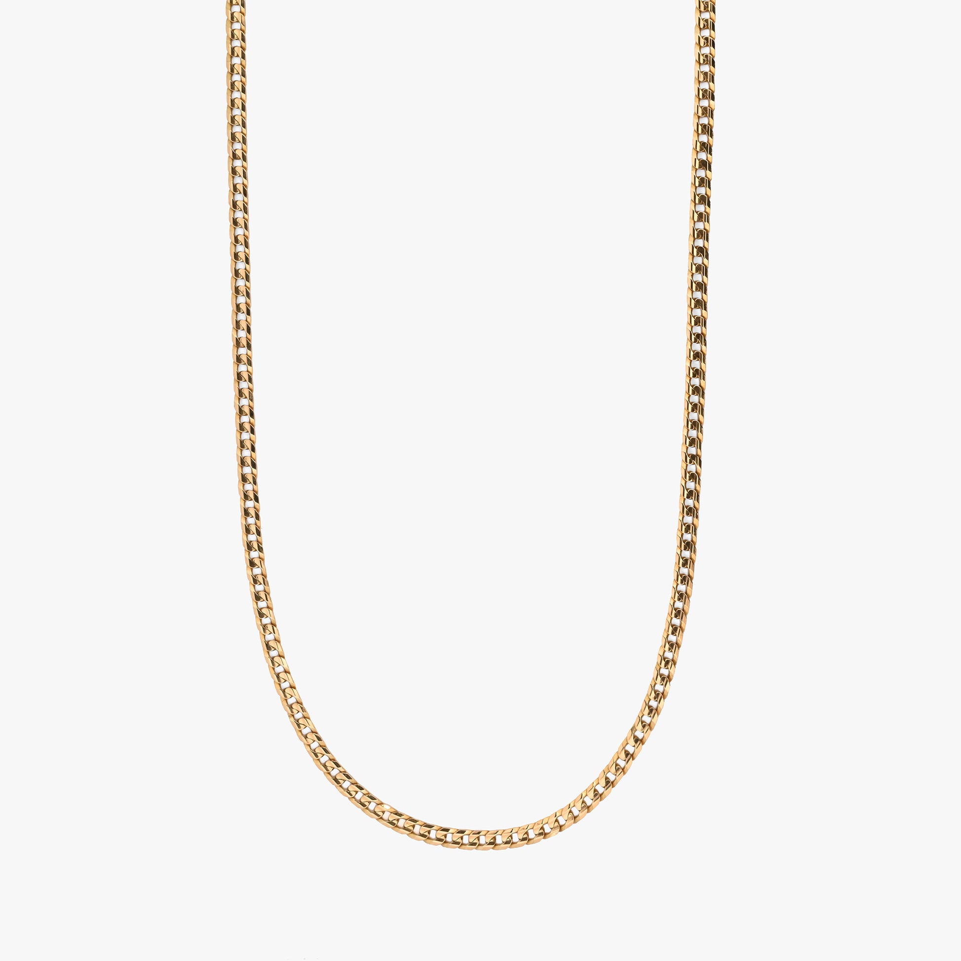 Comprar collar de cadena barbada de eslabones planos entrelazados de oro amarillo de 18kt. Pieza clásica y elegante, envío gratuito, pieza certificada 