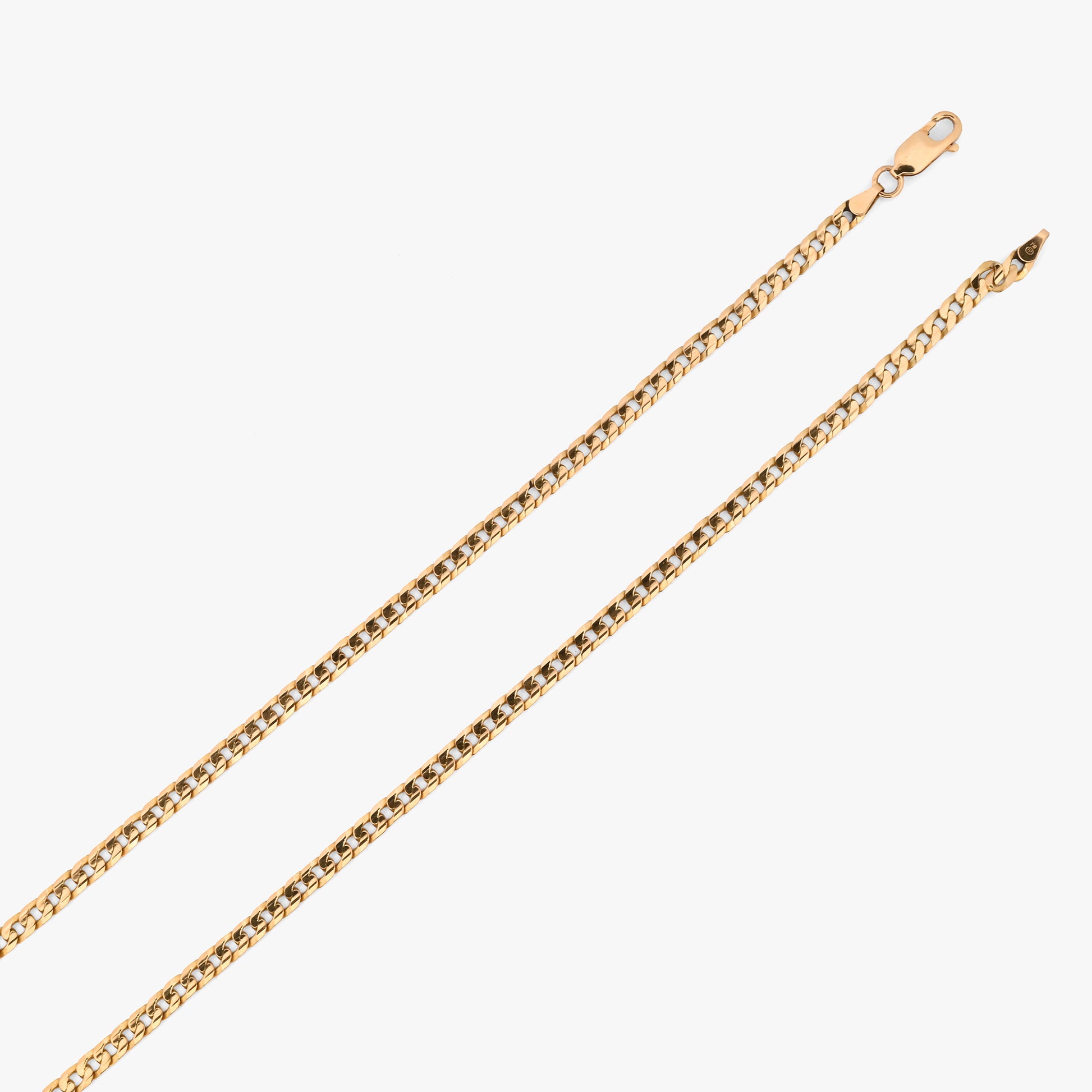 Comprar collar de cadena barbada de eslabones planos entrelazados de oro amarillo de 18kt. Pieza clásica y elegante, envío gratuito, pieza certificada 